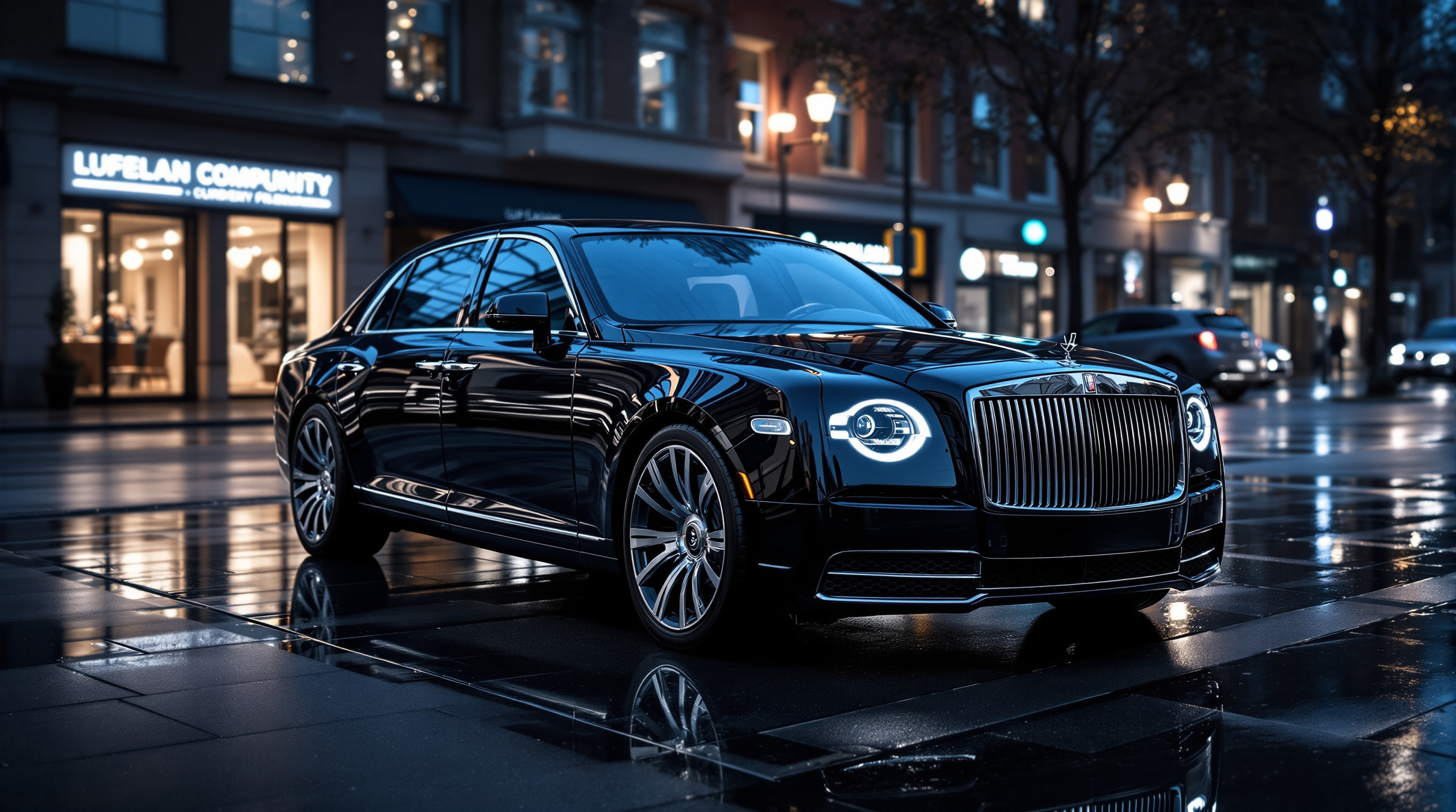 Black luxury sedan limousine for executive airport transfers