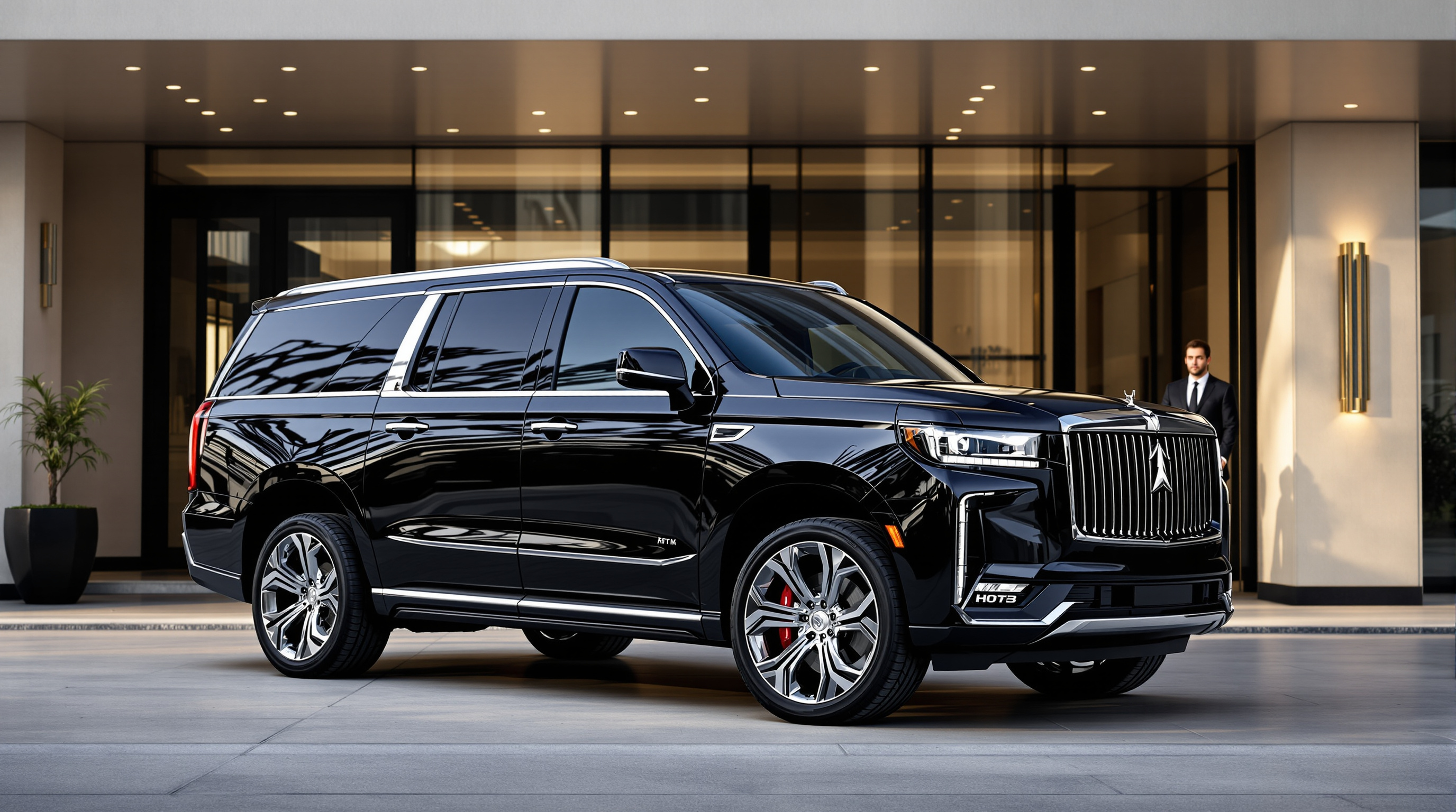 Luxury black SUV limousine for family and group airport transfers